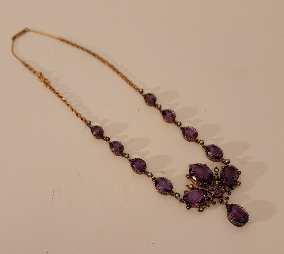 14kt gold Victorian Amethyst pearl collar necklace (1 of 5)