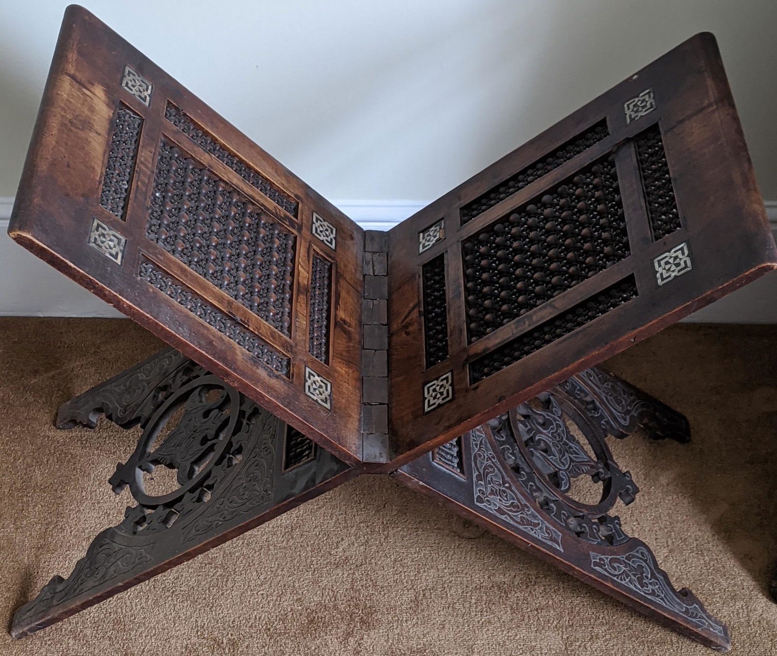 A Middle Eastern prayer book stand, fretwork panels and (1 of 1)