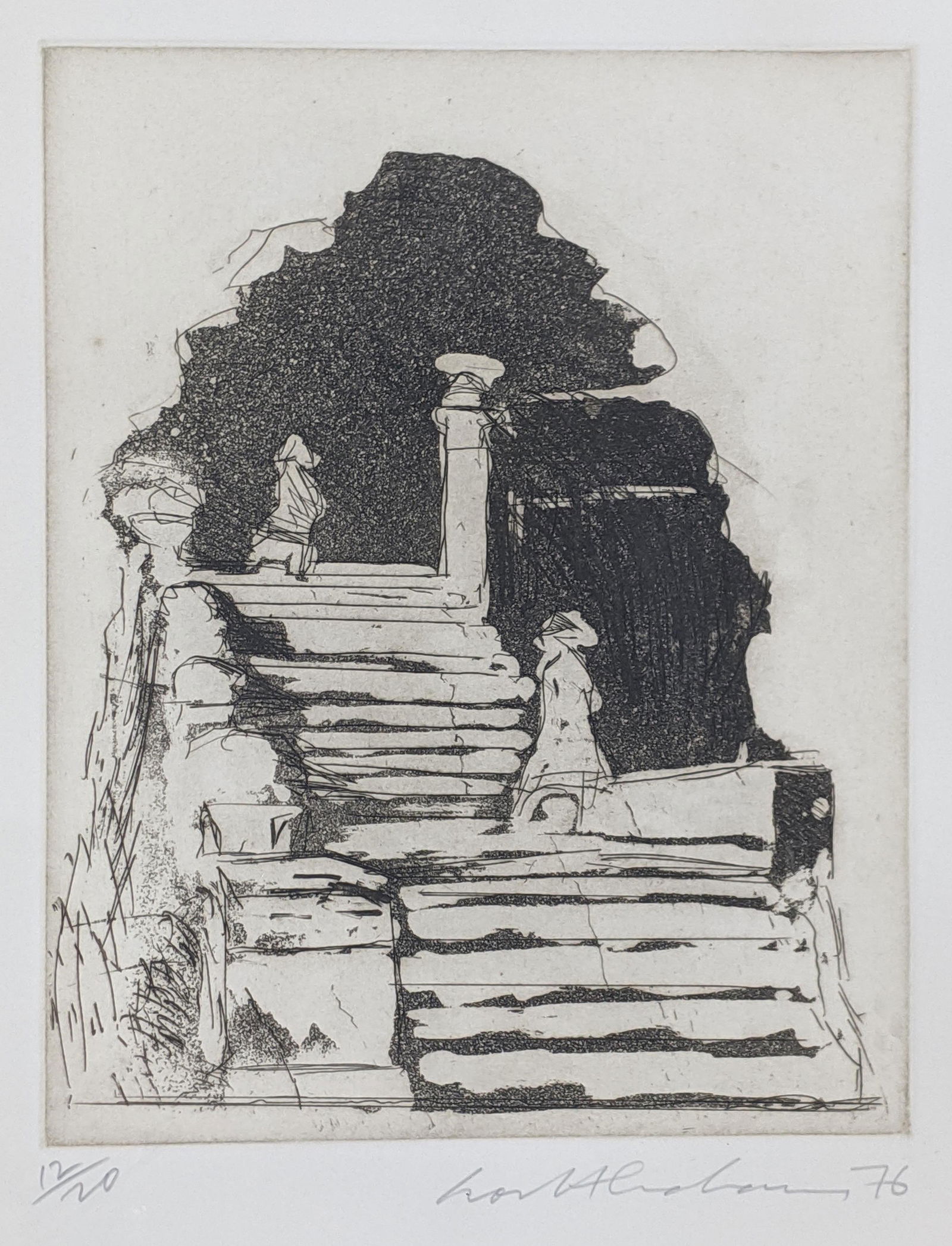 Ivor Abrahams (British, 1935-2015), Works Past (II),: Ivor Abrahams (British, 1935-2015), Works Past (II), 1976, etching with aquatint, signed in pencil lower right and dated 76, editioned 12/20, blindstamp to lower margin, H.25cm W.20cm, together with a