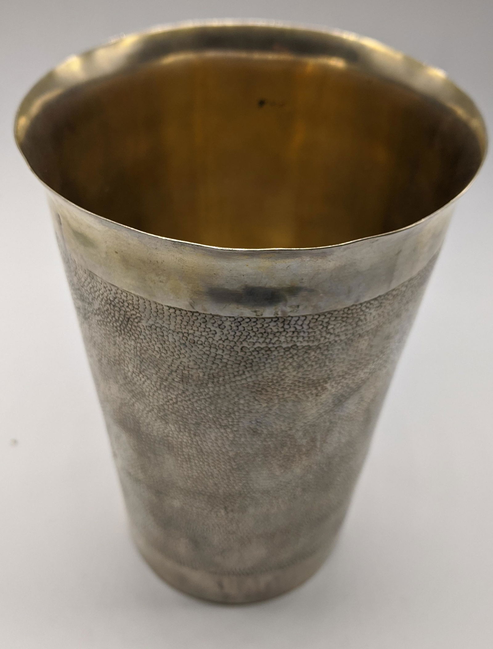 A Continental silver beaker with snakeskin pattern and (1 of 3)