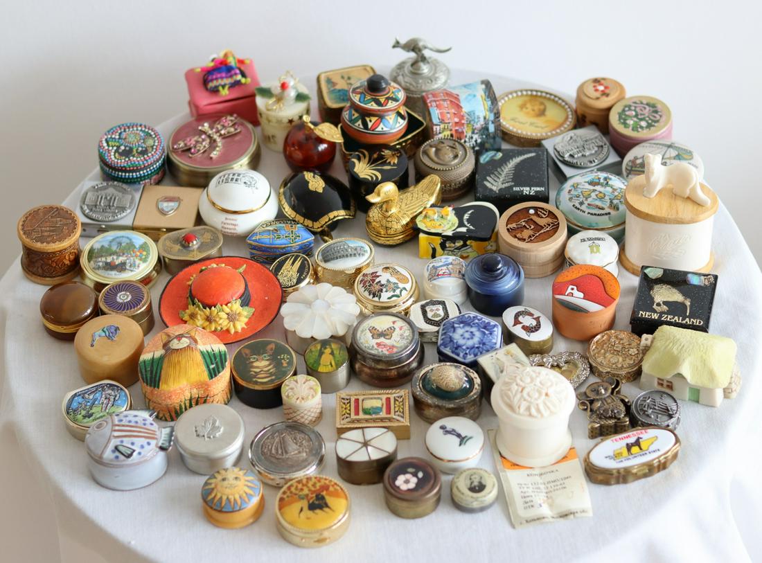 A large collection of pill boxes: A large collection of pill boxes