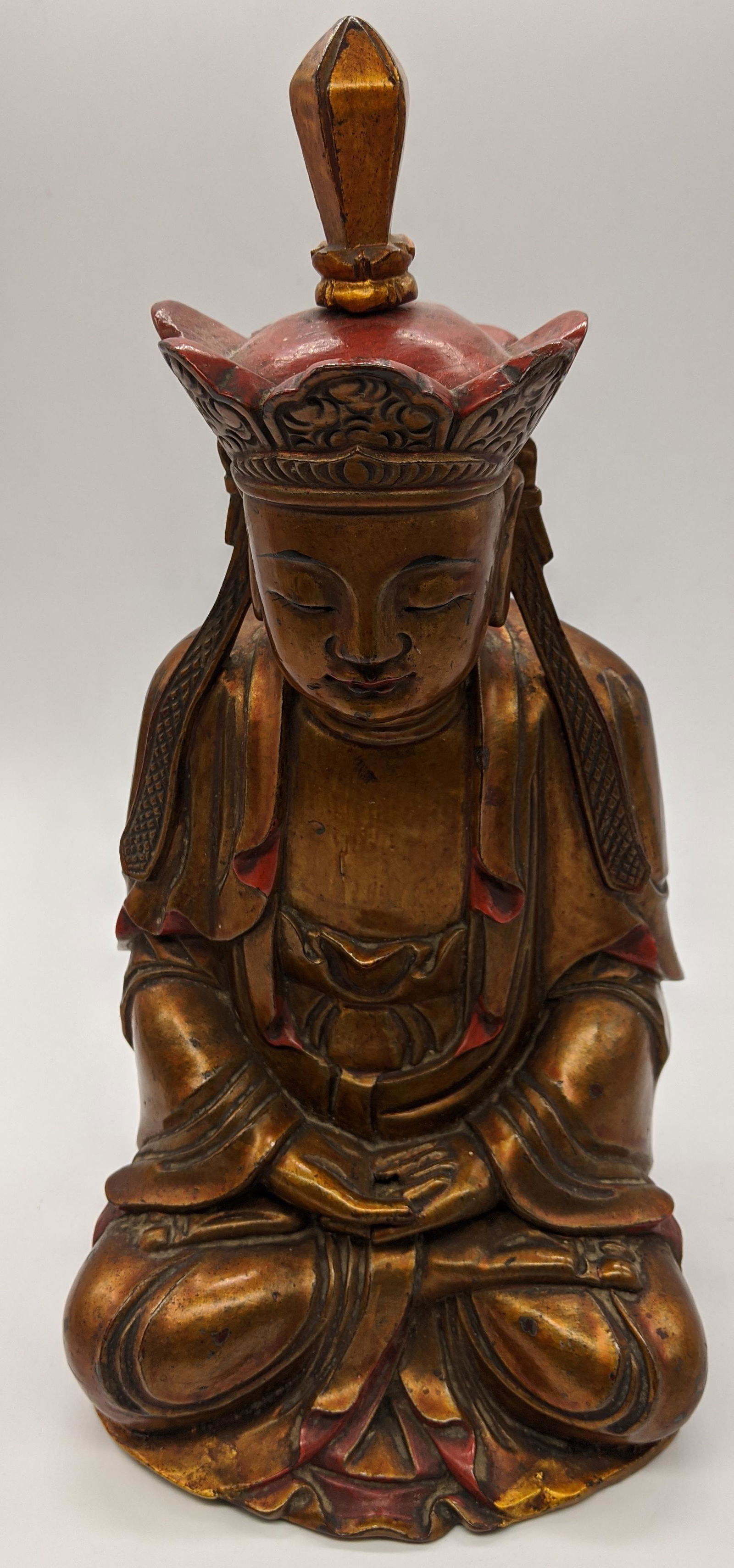 A carved gilded wooden Buddha, Chinese or South-East (1 of 1)