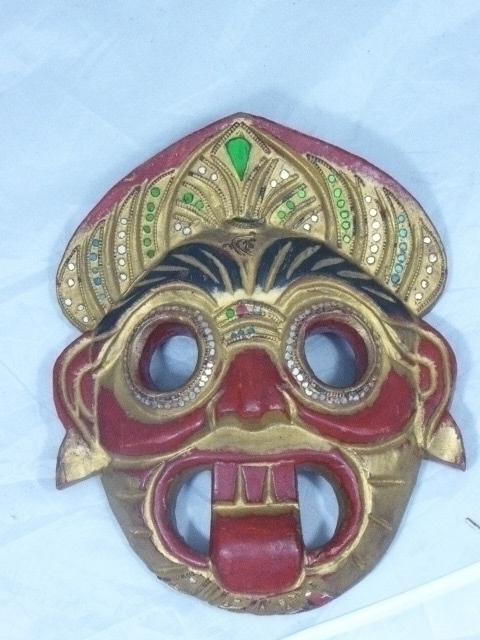 Carved Wood Balinese Devil Mask, Indonesia: Carved Wood Balinese Devil Mask, Indonesia