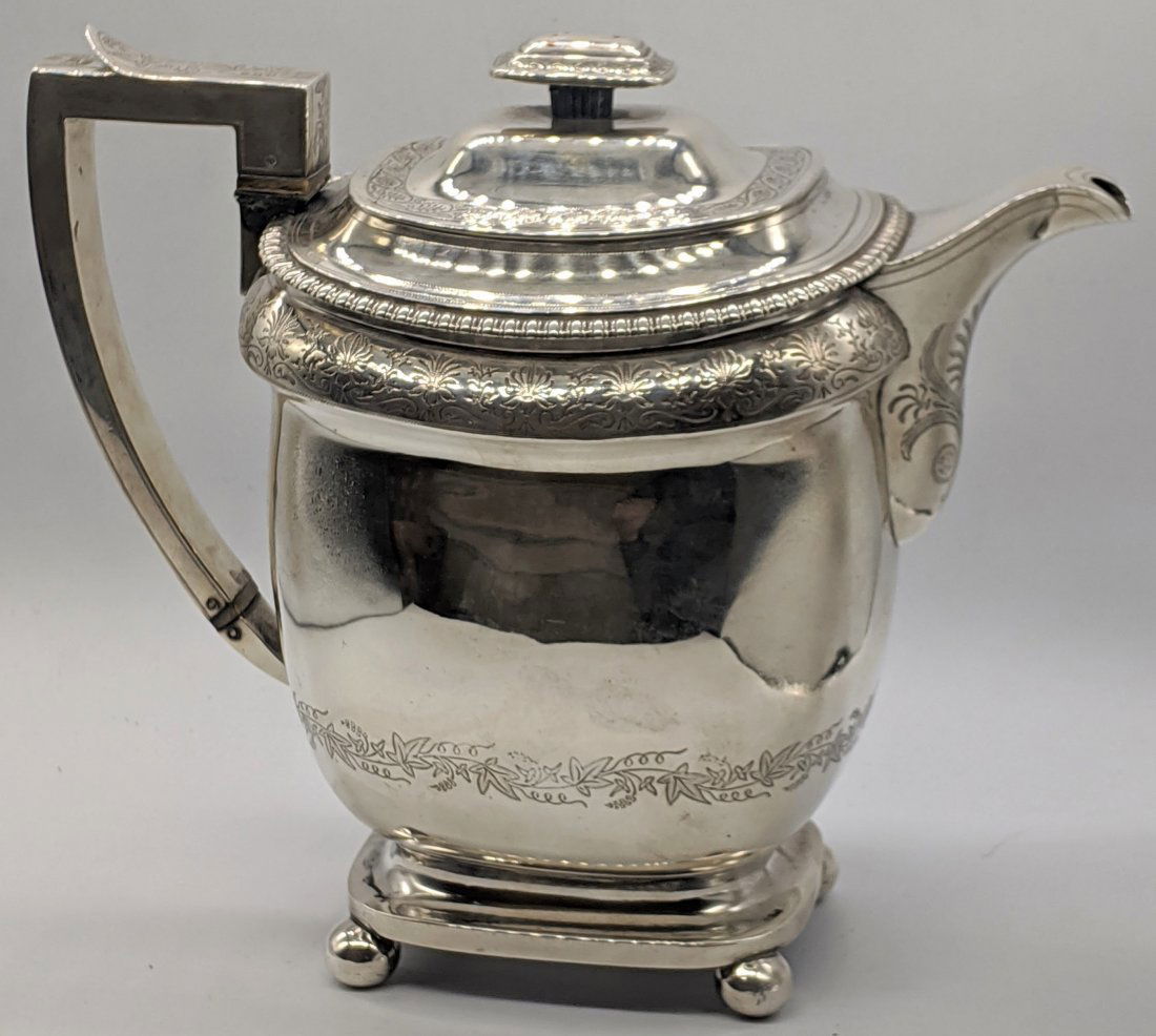 A George III coffee pot, hallmarked London, 1808, 820g,: A George III coffee pot, hallmarked London, 1808, 820g, maker Rebecca Eames & Edward Barnard, H.20cm