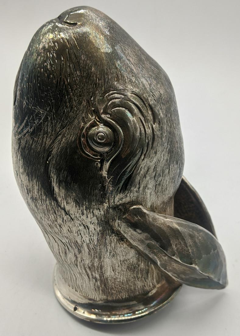 A rare oversized silver stirrup cup in the form of a: A rare oversized silver stirrup cup in the form of a Hare, circa 1800, unmarked, 254g, L.14cm