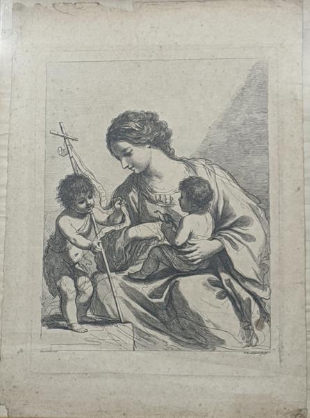 Francesco Bartolozzi (1727-1815) After Guercino,: Francesco Bartolozzi (1727-1815) After Guercino, mother and children, engraving, H.26.5cm W.20.5cm