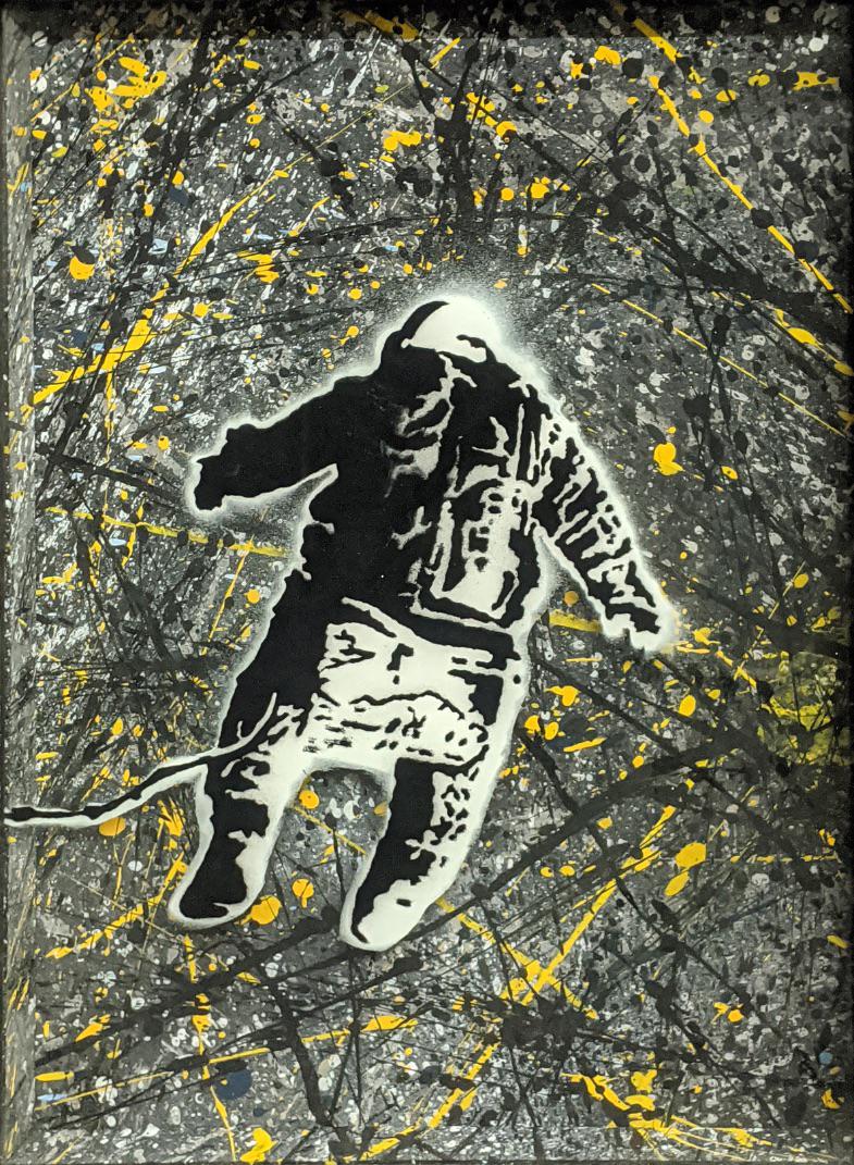SPQR (Contemporary British), Float Into The Abyss,: SPQR (Contemporary British), Float Into The Abyss, mixed media, numbered 2/2, spray paint signatures to verso, H.41cm W.28.5cm