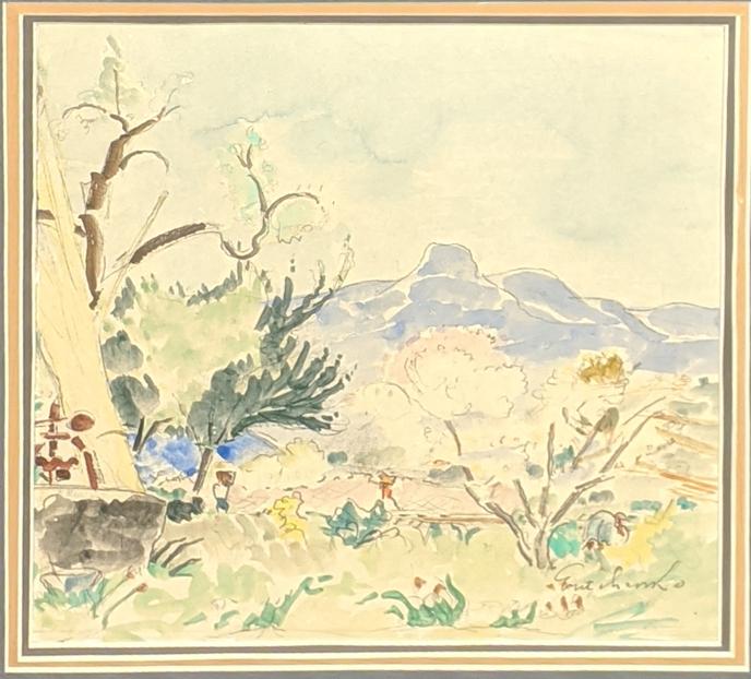 Alexis Gritchenko (Russian, 1883-1977), a landscape of: Alexis Gritchenko (Russian, 1883-1977), a landscape of the South of France, signed lower right, H.26cm W.25cm