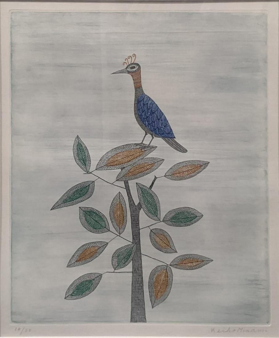 Keiko Minami (Japanese, 1911-2004), Aigrette, etching (1 of 3)