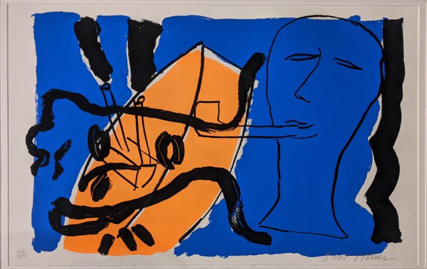 Bruce Mclean (British,b.1944), The Pipe Smoker with: Bruce Mclean (British,b.1944), The Pipe Smoker with Female Head, screenprint, signed in pencil and numbered 24/50, framed, H.46cm W.62cm ARR