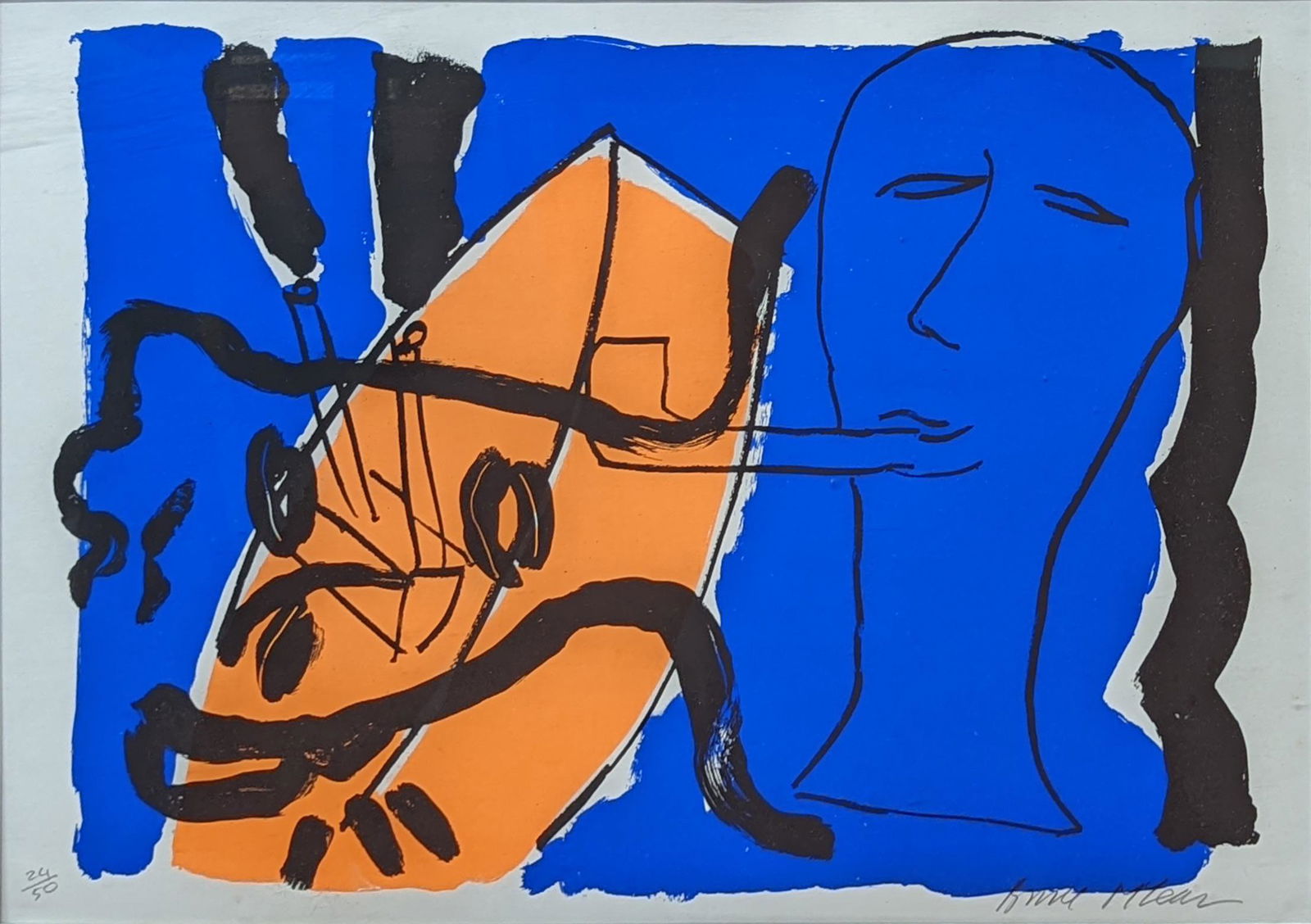 Bruce Mclean (British,b.1944), The Pipe Smoker with Female Head, screenprint, signed in pencil lower: Bruce Mclean (British,b.1944), The Pipe Smoker with Female Head, screenprint, signed in pencil lower right, numbered 24/50, H.48cm W.62cm