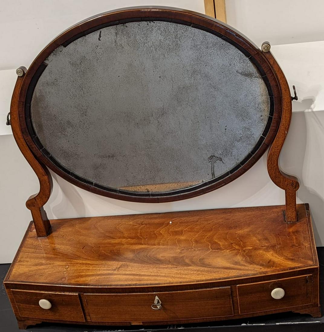 19th century mahogany dressing mirror, original glass: 19th century mahogany dressing mirror, original glass