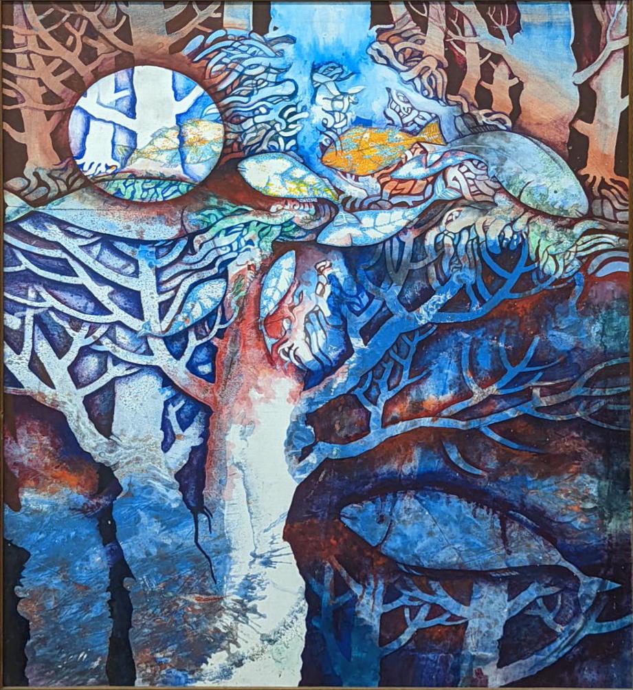 Syed Salleh Mustaffa (Malaysian, b.1966), Akualam 1, 1984, acrylic on canvas laid on board, H.81.5cm: Syed Salleh Mustaffa (Malaysian, b.1966), Akualam 1, 1984, acrylic on canvas laid on board, H.81.5cm W.64.5cm