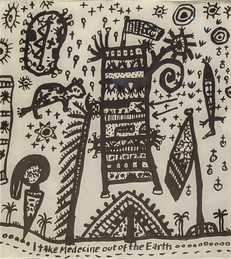 Alan Davie (1920-2014), I Take Medicine Out Of The Earth opus D.04.256, brush drawing on paper,: Alan Davie (1920-2014), I Take Medicine Out Of The Earth opus D.04.256, brush drawing on paper, signed in pencil upper right and dated 04, H.33cm W.30cm