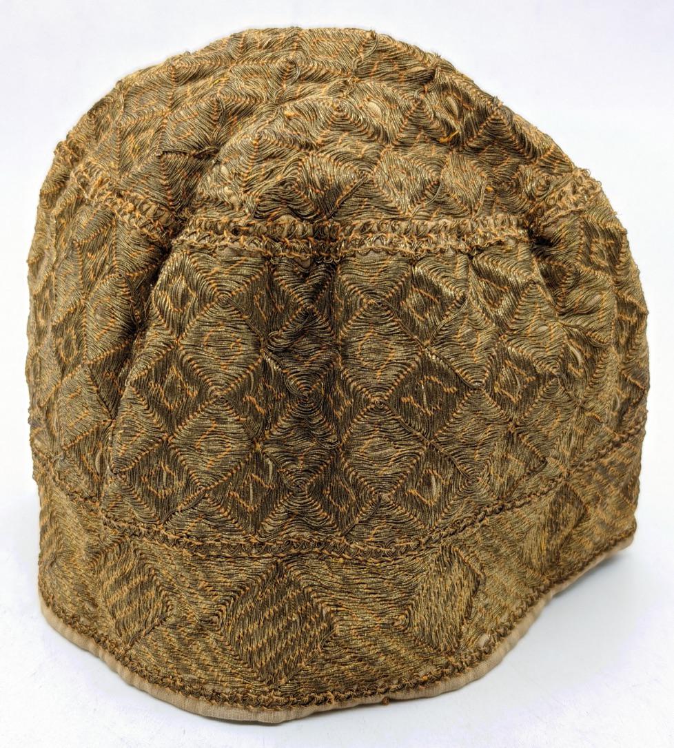 A fine 19th century central Asian gold thread embroidered head cap (1 of 3)