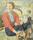 Veronica Burleigh (British, 1909-1999), self-portrait, oil on canvas, signed lower right, H.76.5cm