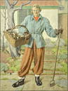 Veronica Burleigh (British, 1909-1999), full length portrait of a lady gardening, oil on canvas,