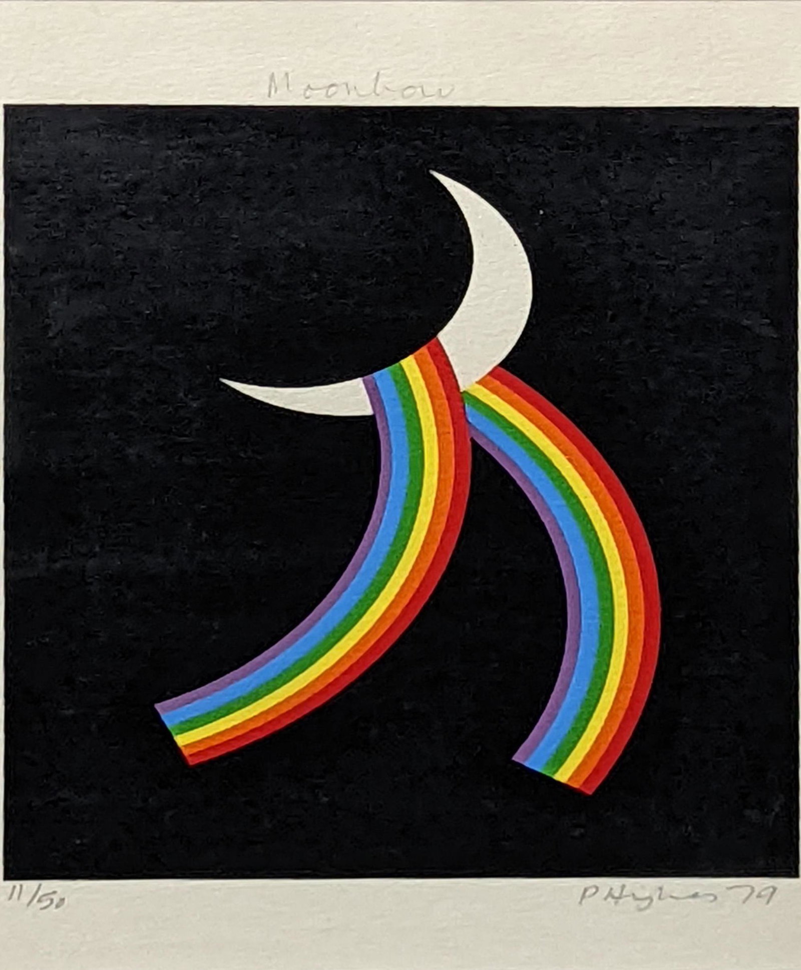 Patrick Hughes (b.1939), Moonbow, screenprint, signed in pencil and numbered 11/50, H.17.5cm: Patrick Hughes (b.1939), Moonbow, screenprint, signed in pencil and numbered 11/50, H.17.5cm W.12.5cm