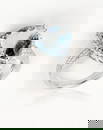 An aquamarine ring, 5.98 trillion cut mounted on 18ct white gold with small VS diamonds, 5g