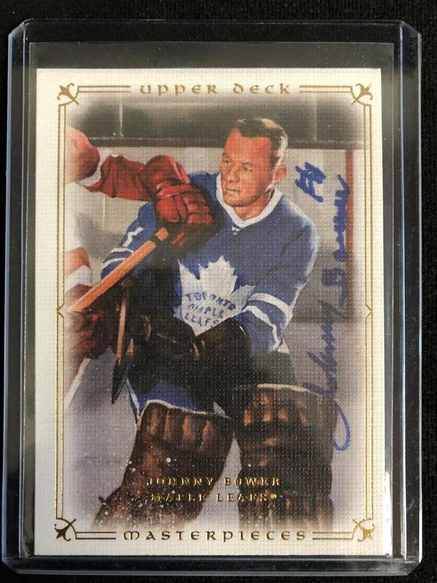 JOHNNY BOWER SIGNED UPPER DECK MASTERPIECES HOCKEY CARD (1 of 1)