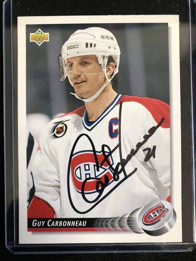GUY CARBONNEAU SIGNED 1992-93 UPPER DECK (1 of 1)