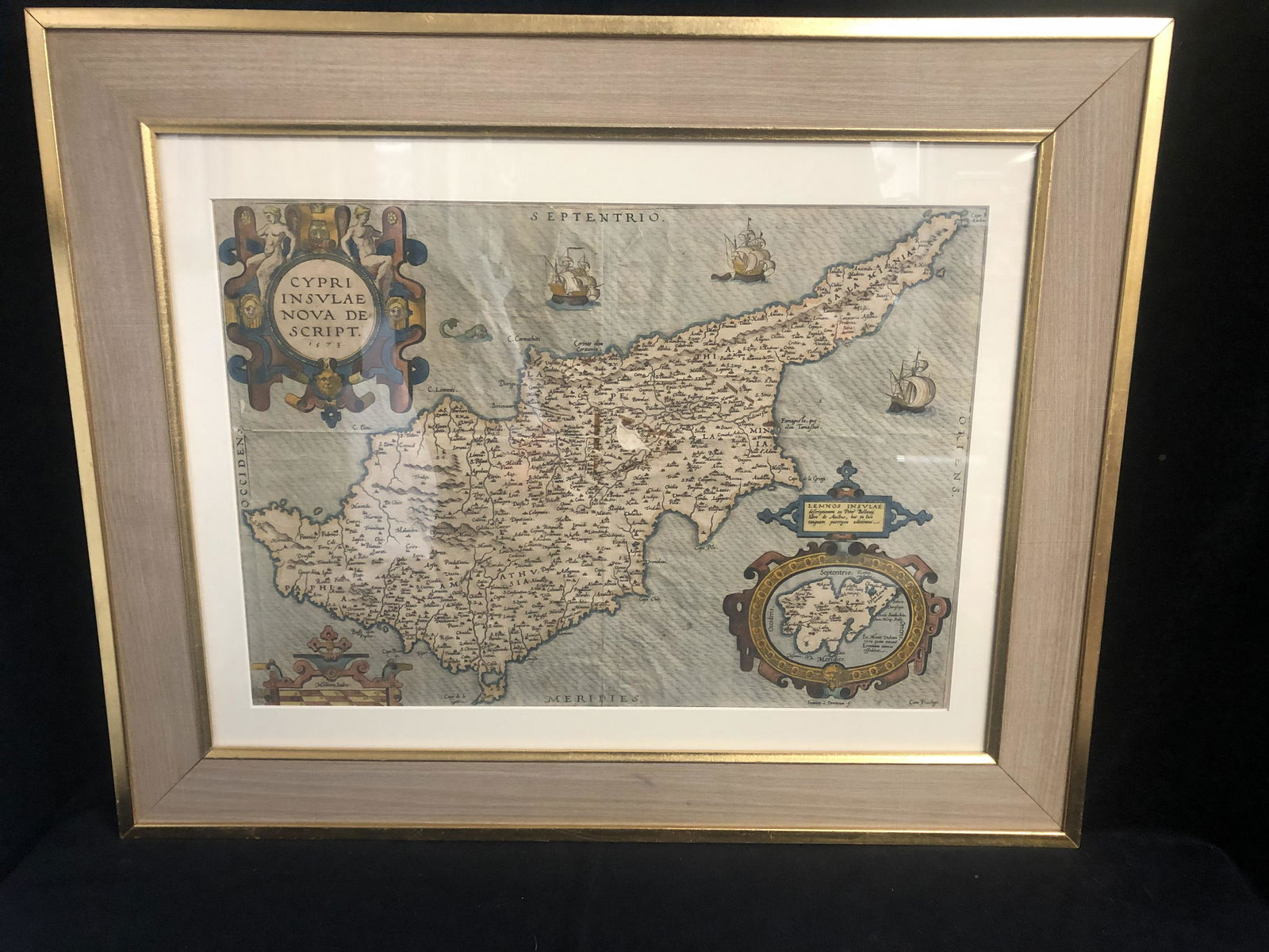 1573 MAP OF CYPRUS BY ABRAHAM ORTELIUS (HAND COLORED) (1 of 5)