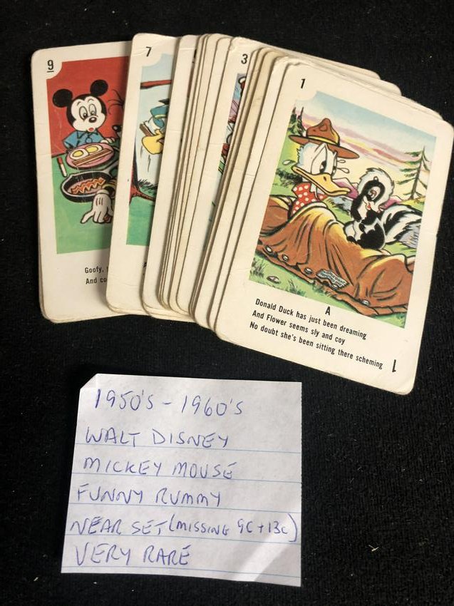 1950-60: 1950-60'S WALT DISNEY FUNNY RUMMY CARD LOT