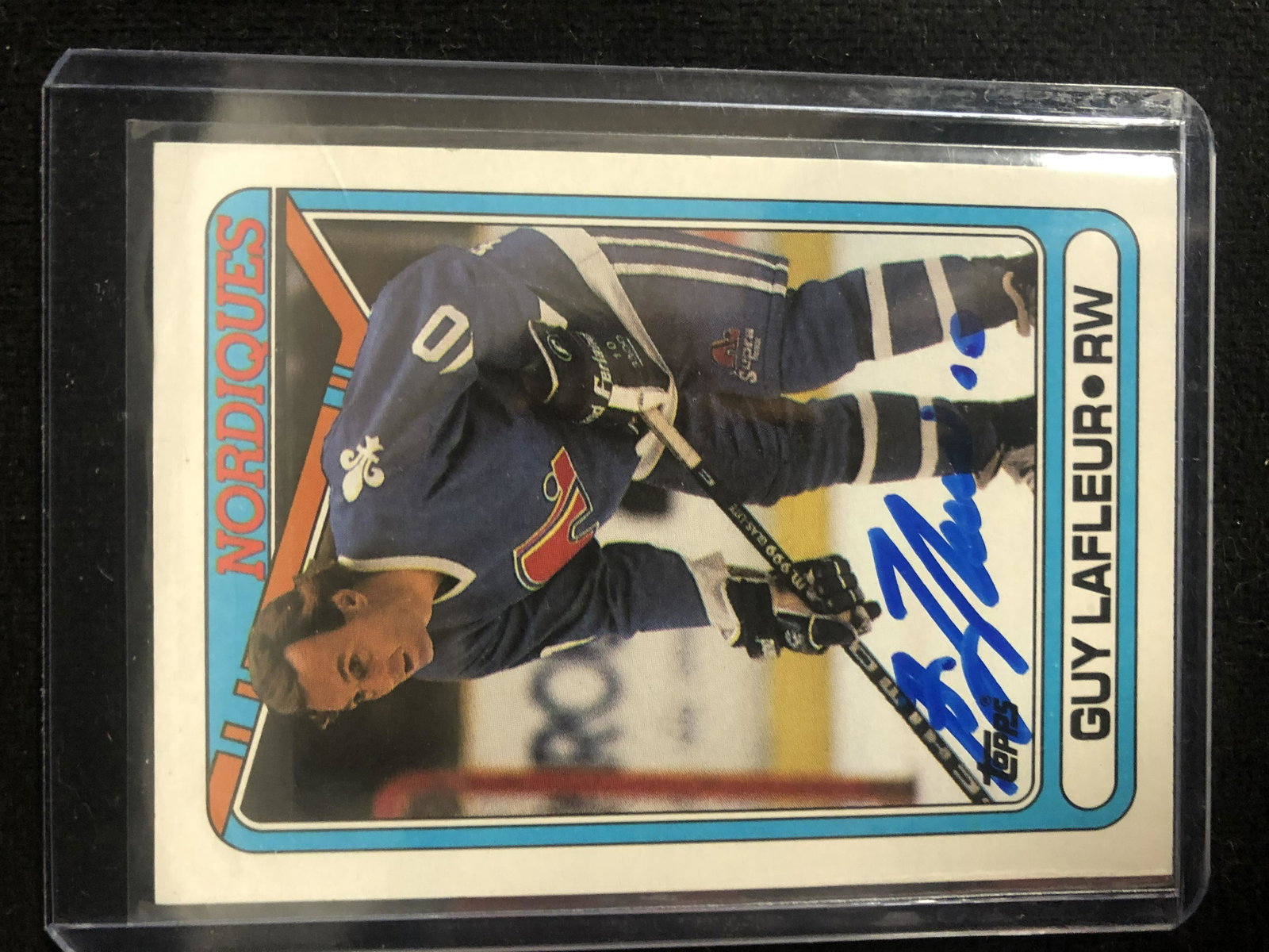 GUY LAFLEUR SIGNED NORDIQUES HOCKEY CARD: GUY LAFLEUR SIGNED NORDIQUES HOCKEY CARD