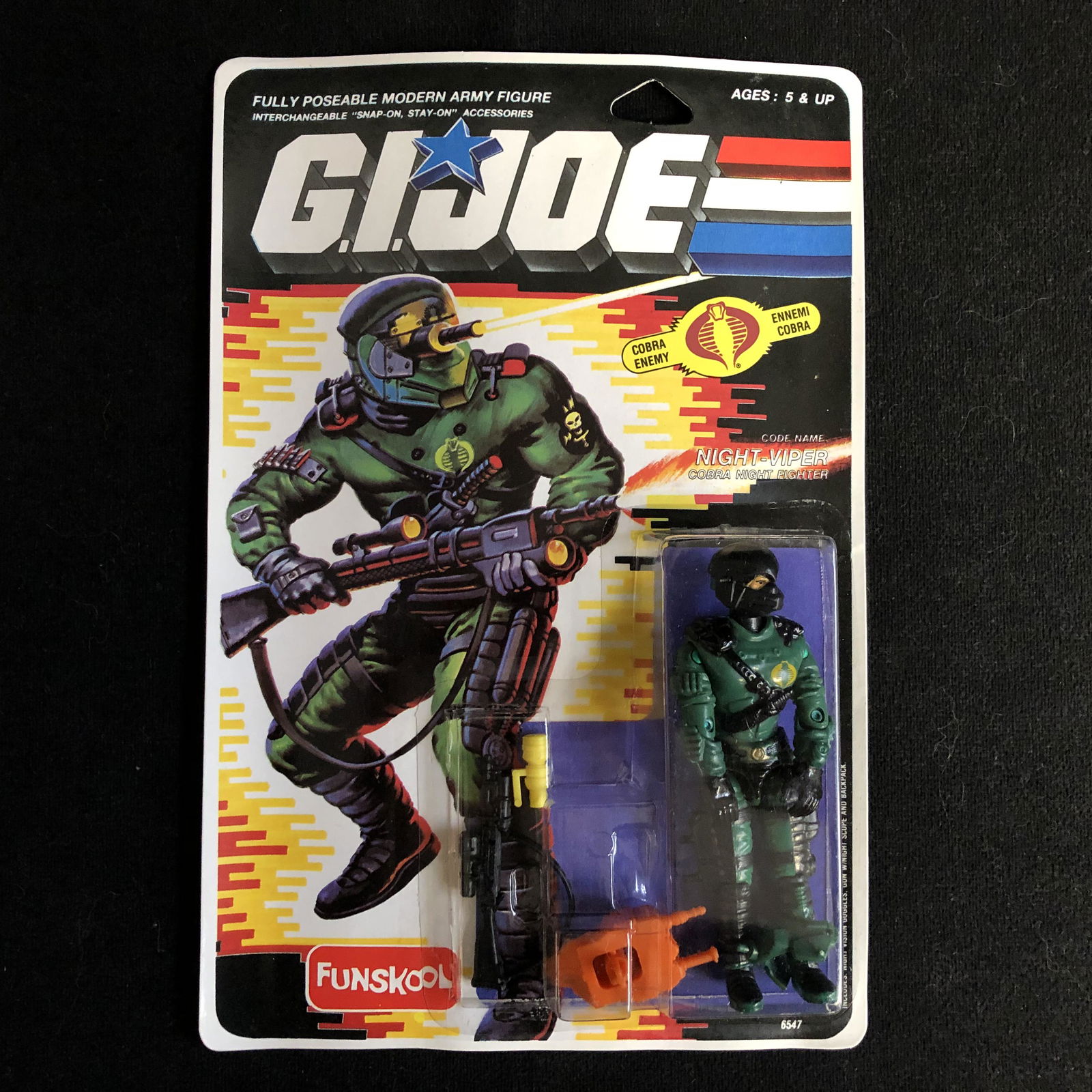 FUNSKOOL RUSSIAN CARD BACK GI JOE ACTION FIGURE NIGHT (1 of 2)
