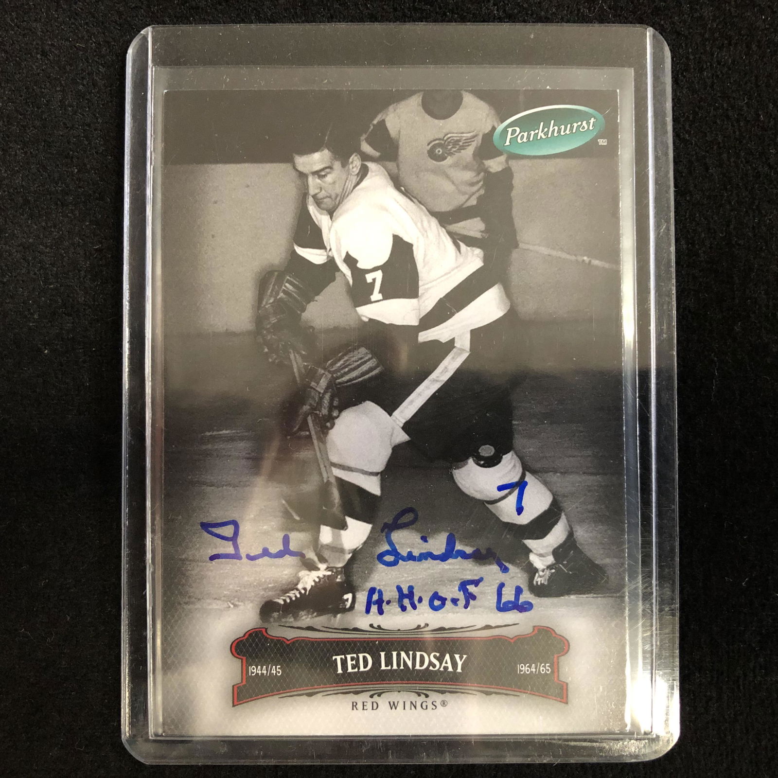 TED LINDSAY SIGNED PARKHURST HOCKEY CARD (1 of 1)