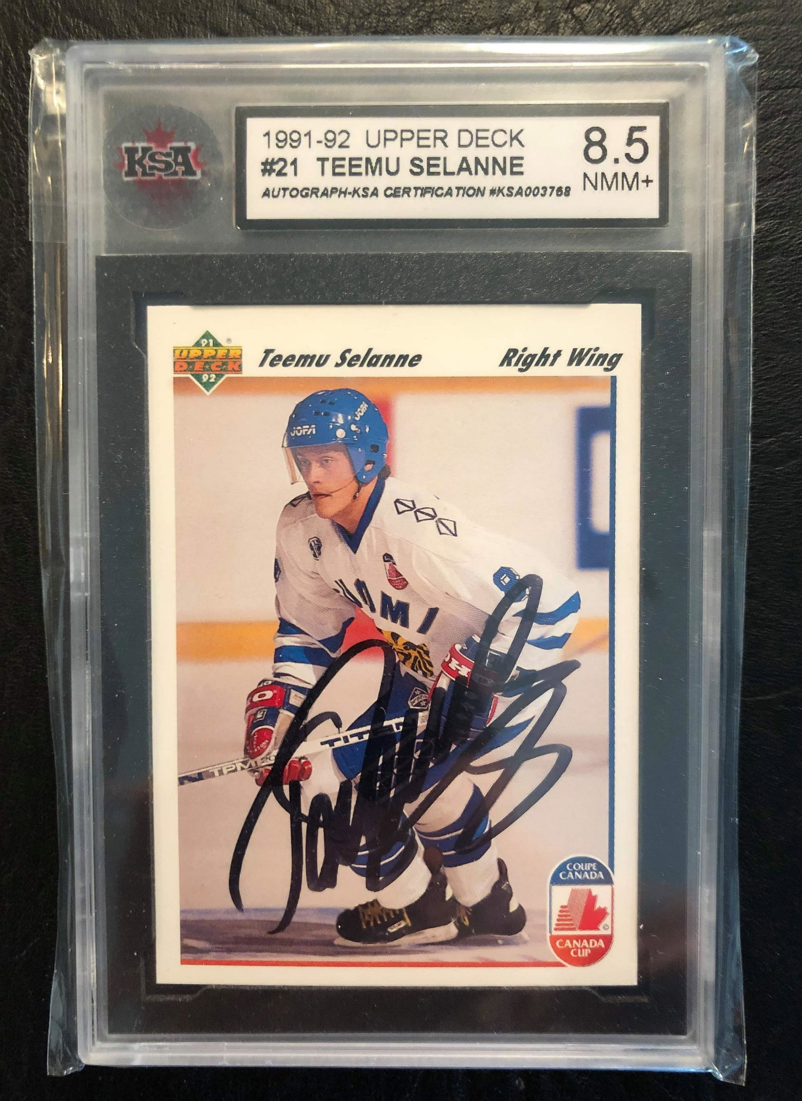 1991-92 UPPER DECK #21 TEEMU SELANNE AUTHENTIC AUTO (1 of 1)