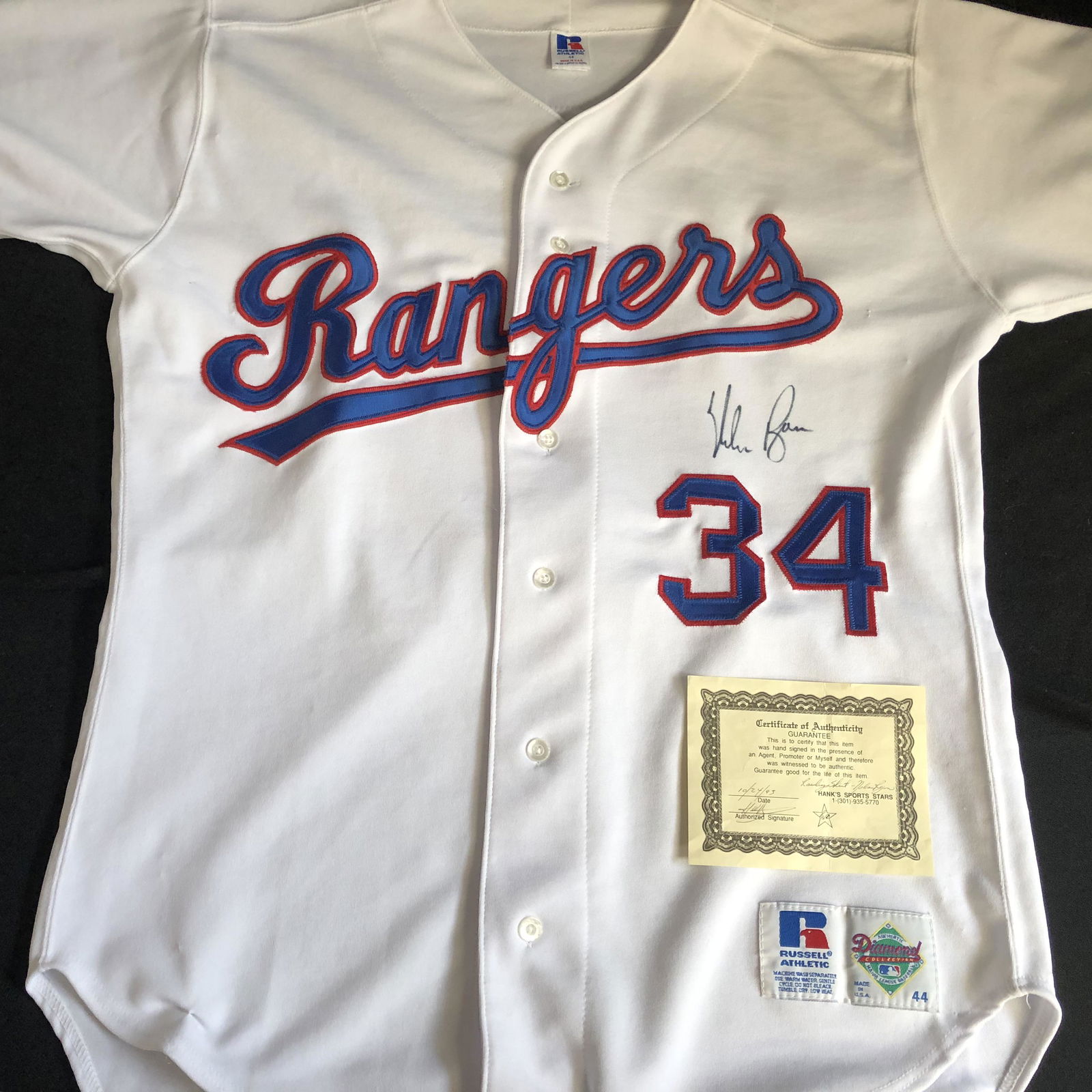 NOLAN RYAN SIGNED TEXAS RANGERS JERSEY w/ COA (1 of 4)