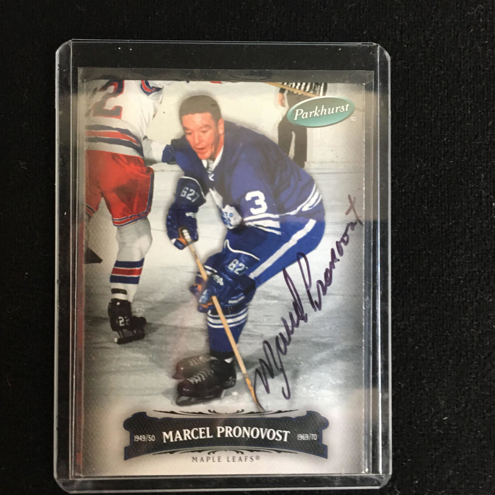MARCEL PRONOVOST SIGNED PARKHURST HOCKEY CARD: MARCEL PRONOVOST SIGNED PARKHURST HOCKEY CARD