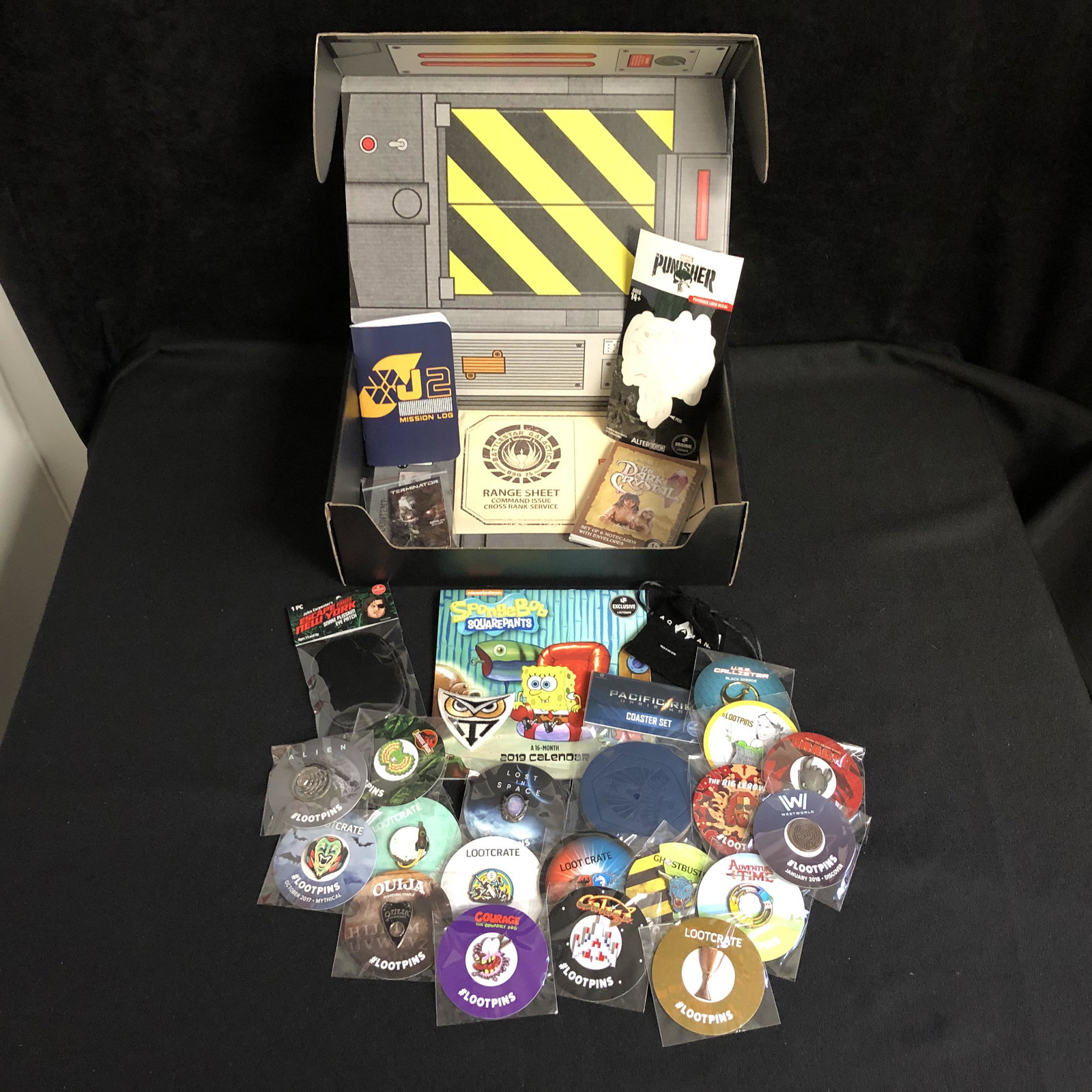 LOOT CRATE/ LOOT PINS LOT: LOOT CRATE/ LOOT PINS LOT