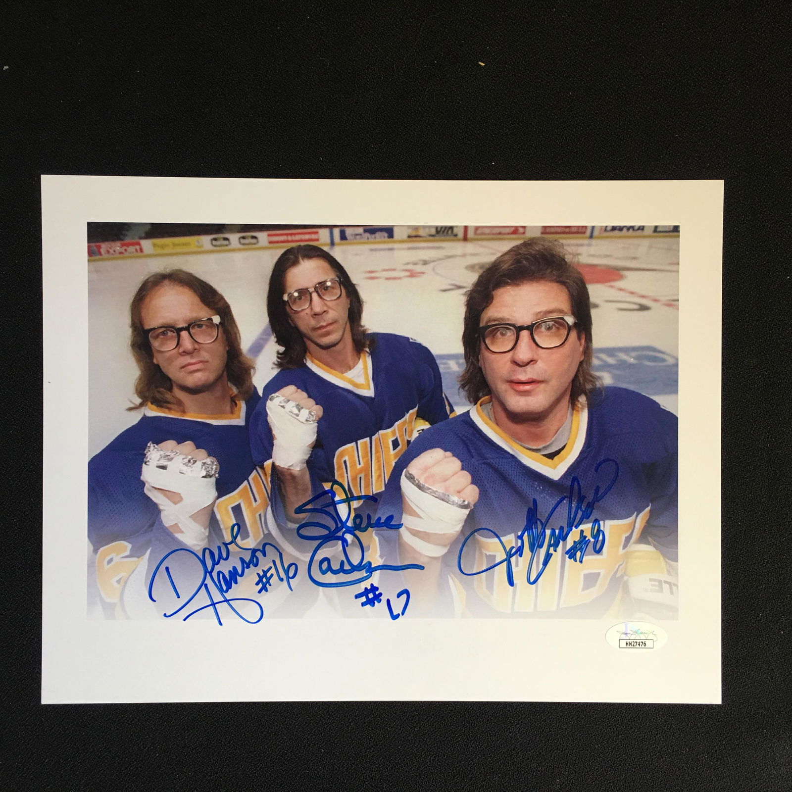 SLAP SHOT'S HANSON BROTHERS SIGNED 8X10 PRINT (JSA COA) (1 of 1)