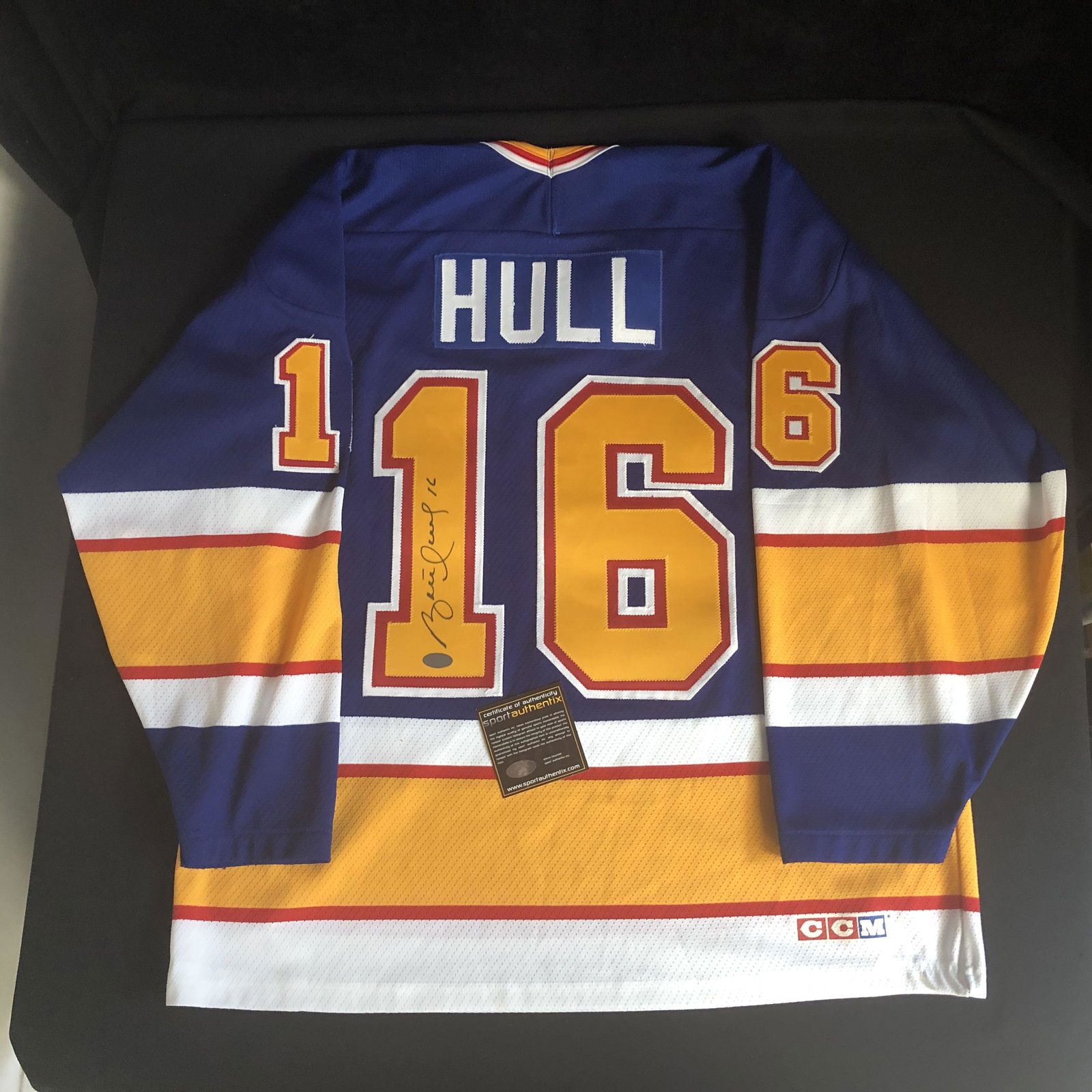 BRETT HULL SIGNED ST. LOUIS BLUES CUSTOM JERSEY WITH (1 of 5)