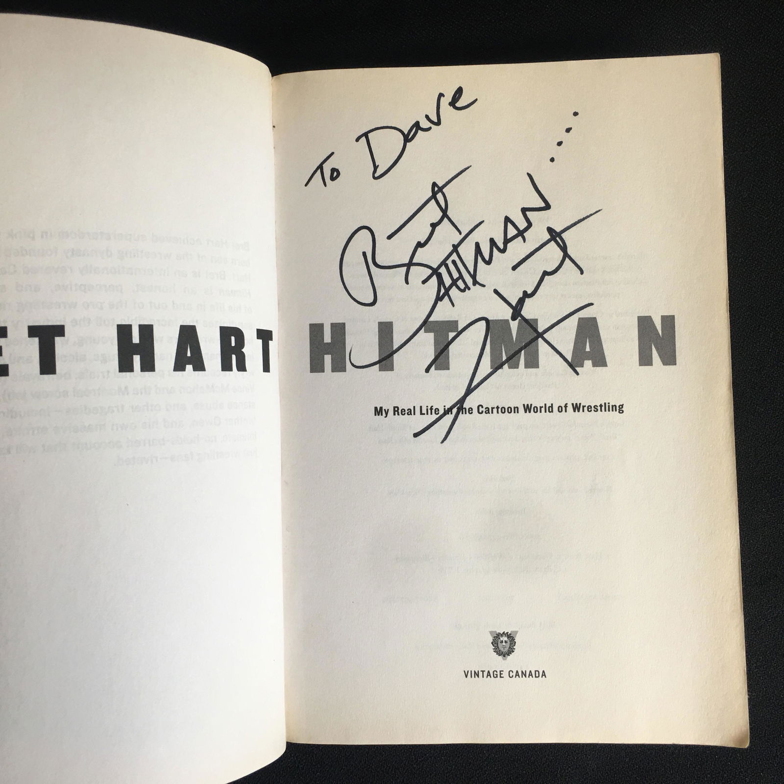BRET "HITMAN" HART SIGNED BOOK (1 of 2)