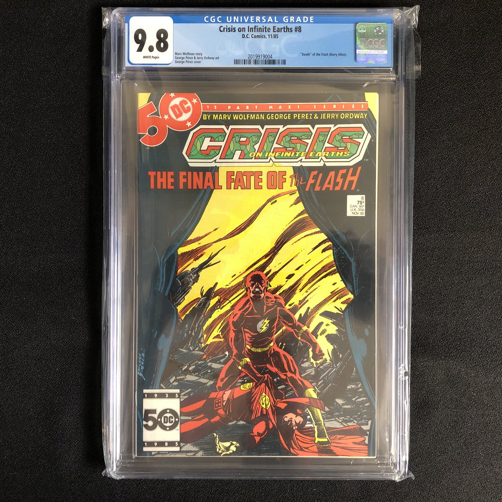 CRISES ON INFINITE EARTHS NO.8 CGC 9.8 DEATH OF: CRISES ON INFINITE EARTHS NO.8 CGC 9.8 DEATH OF SUPERGIRL DEATH OF THE FLASH BARRY ALLEN