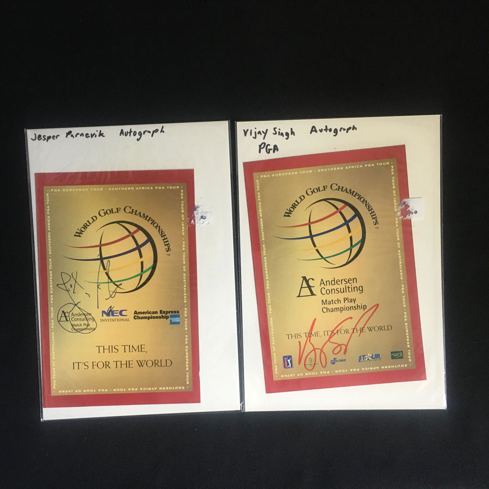 AUTOGRAPHED GOLF MEMORABILIA LOT (VIJAY SINGH/ JESPER (1 of 1)