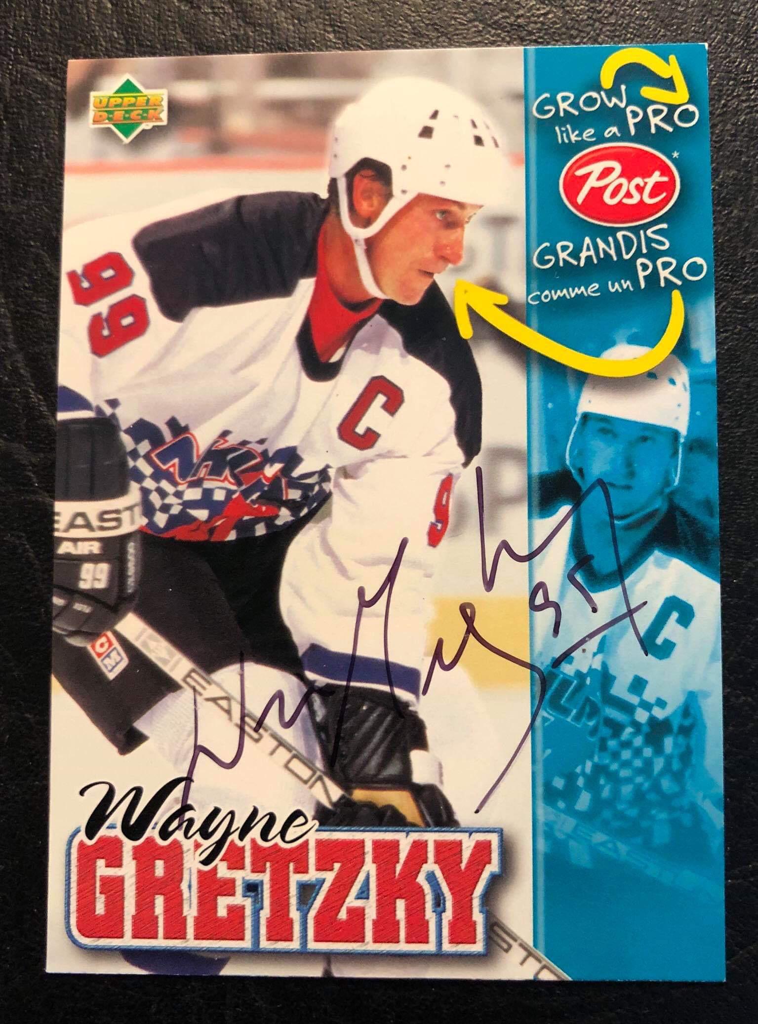 1996-97 Post Cereal Grow Like A Pro #8 Wayne Gretzky: 1996-97 Post Cereal Grow Like A Pro #8 Wayne Gretzky Signed