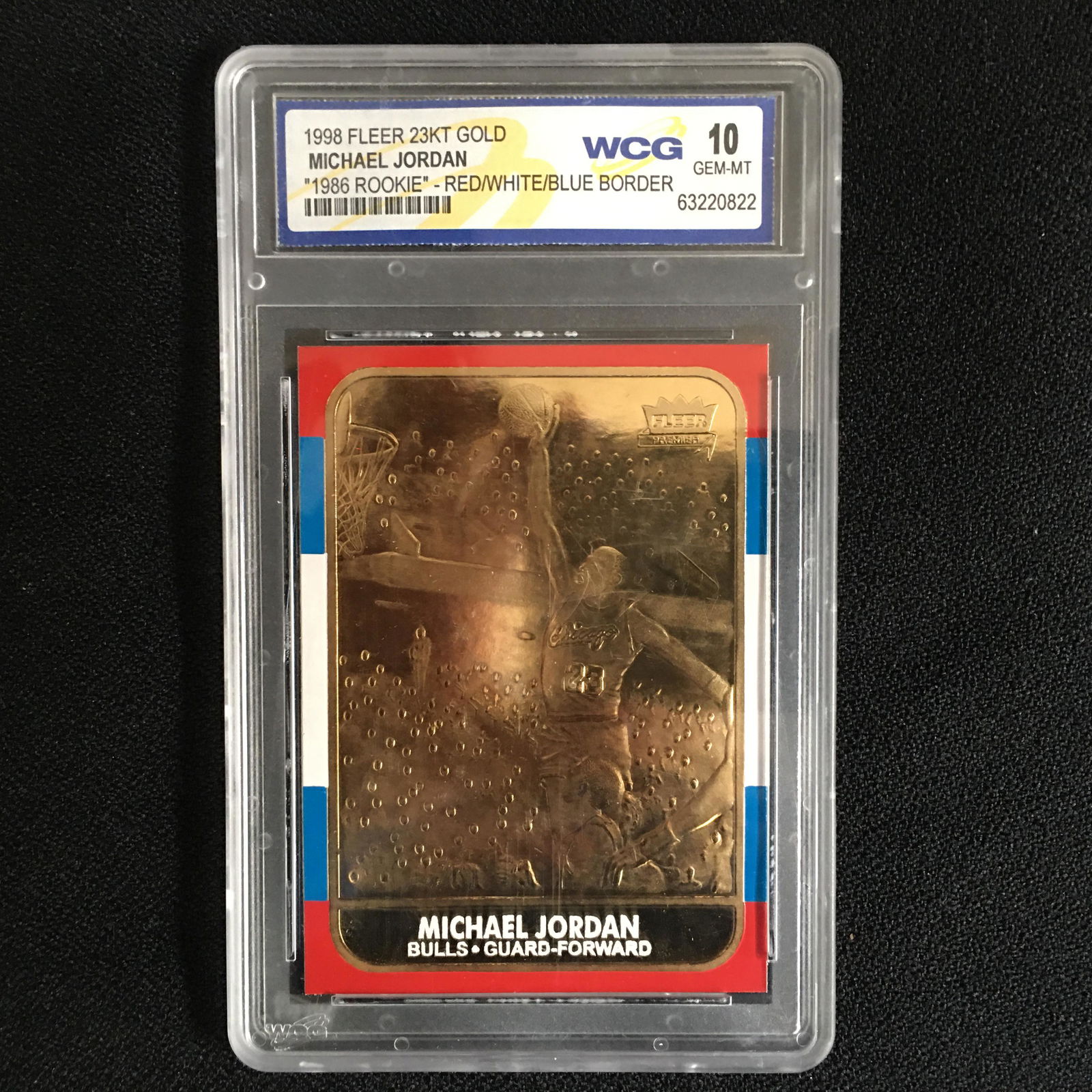 1998 FLEER 23KT GOLD MICHAEL JORDAN "1986 ROOKIE" RED/ (1 of 1)