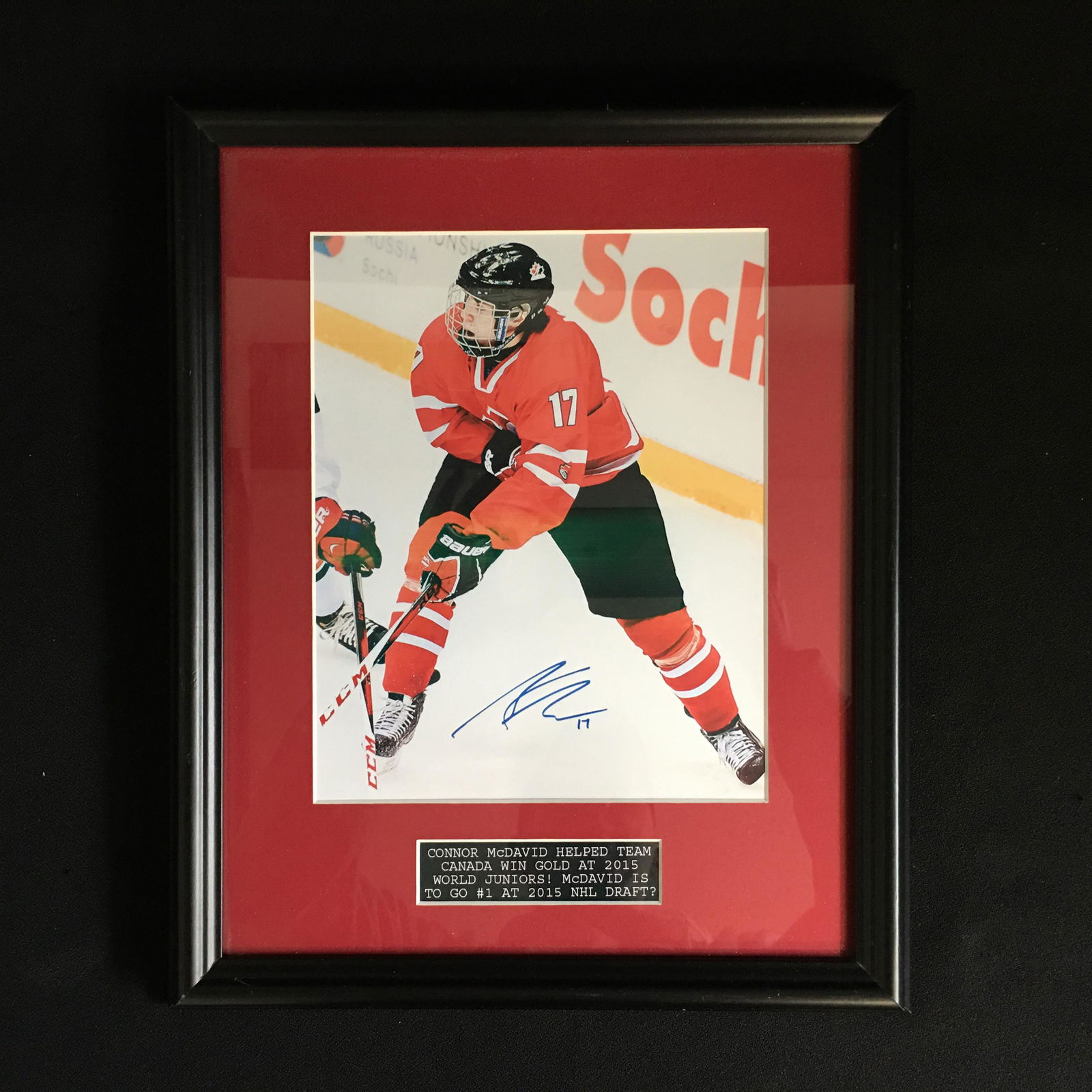 CONNER MCDAVID SIGNED AND FRAMED WORLD JUNIORS 8 X 10 (1 of 2)