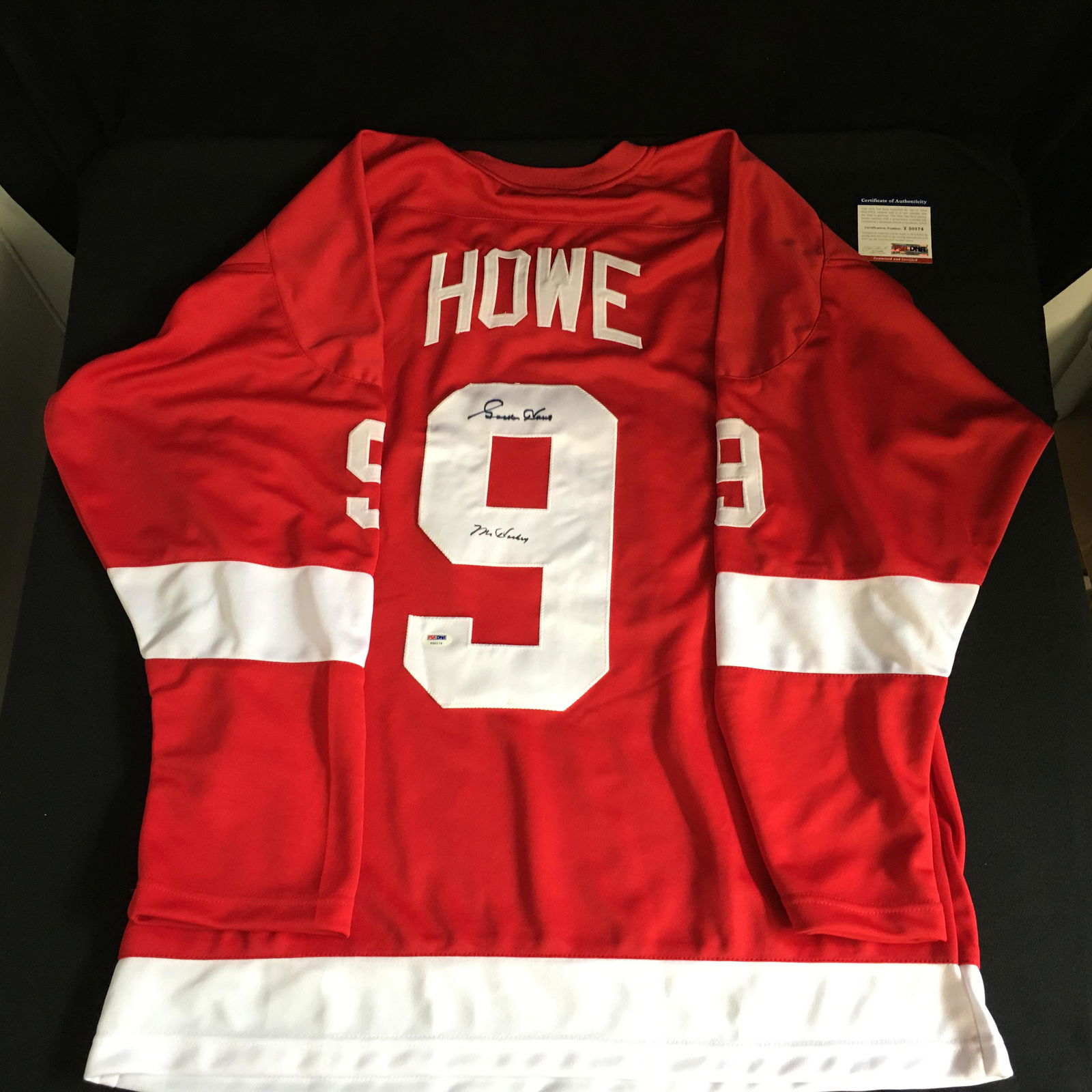 GORDIE HOWE SIGNED DETROIT RED WINGS CUSTOM JERSEY PSA (1 of 3)