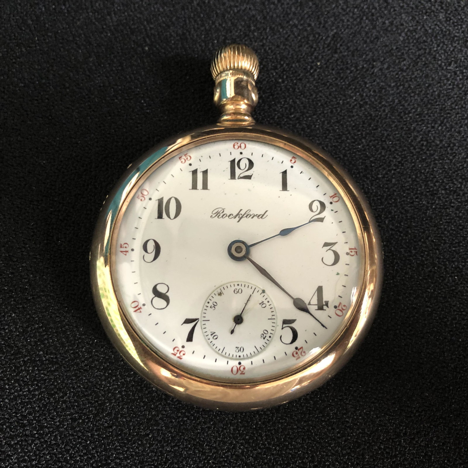 RARE ROCKFORD OPEN FACE POCKET WATCH: RARE ROCKFORD OPEN FACE POCKET WATCH