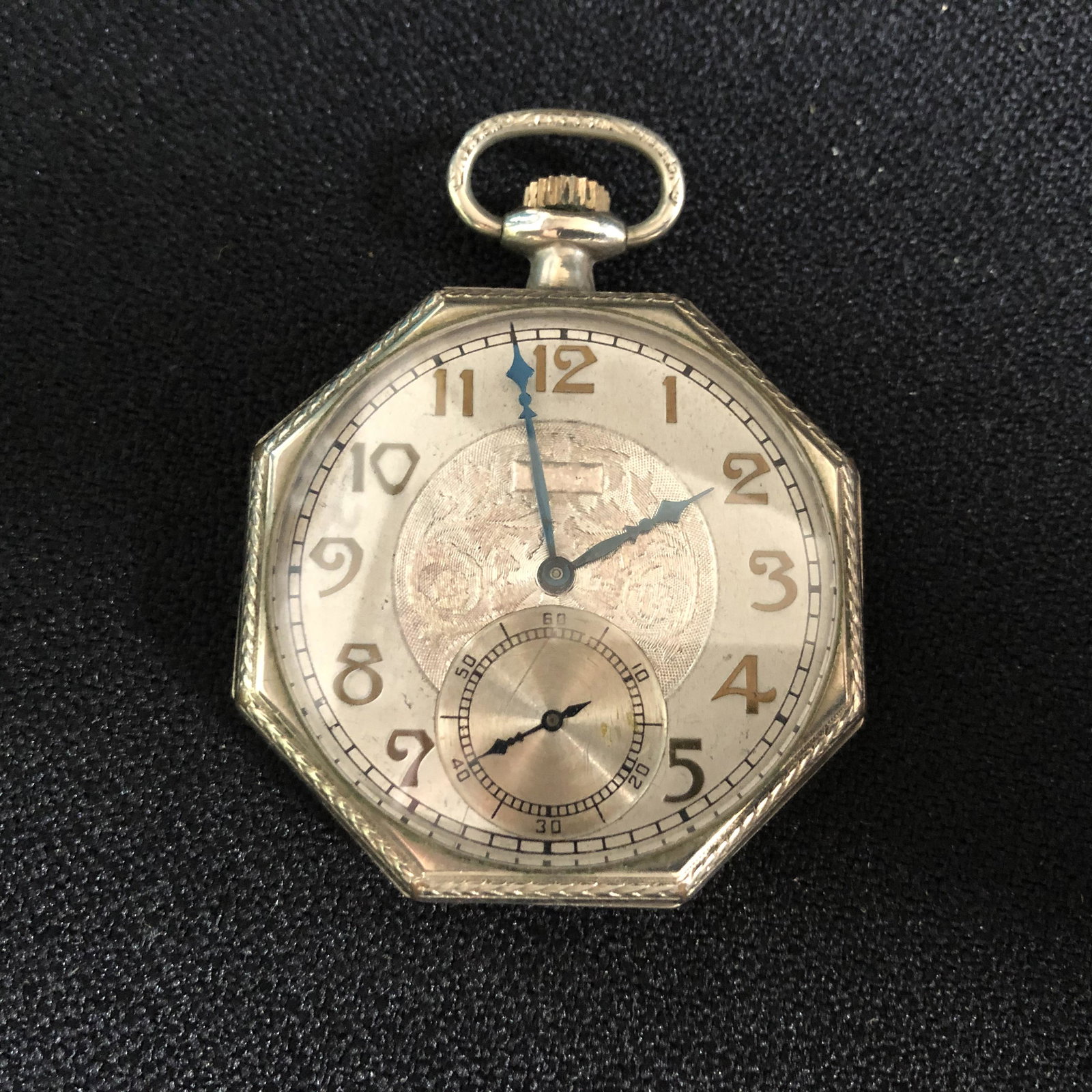 ELGIN OPEN FACE OCTAGON POCKET WATCH: ELGIN OPEN FACE OCTAGON POCKET WATCH