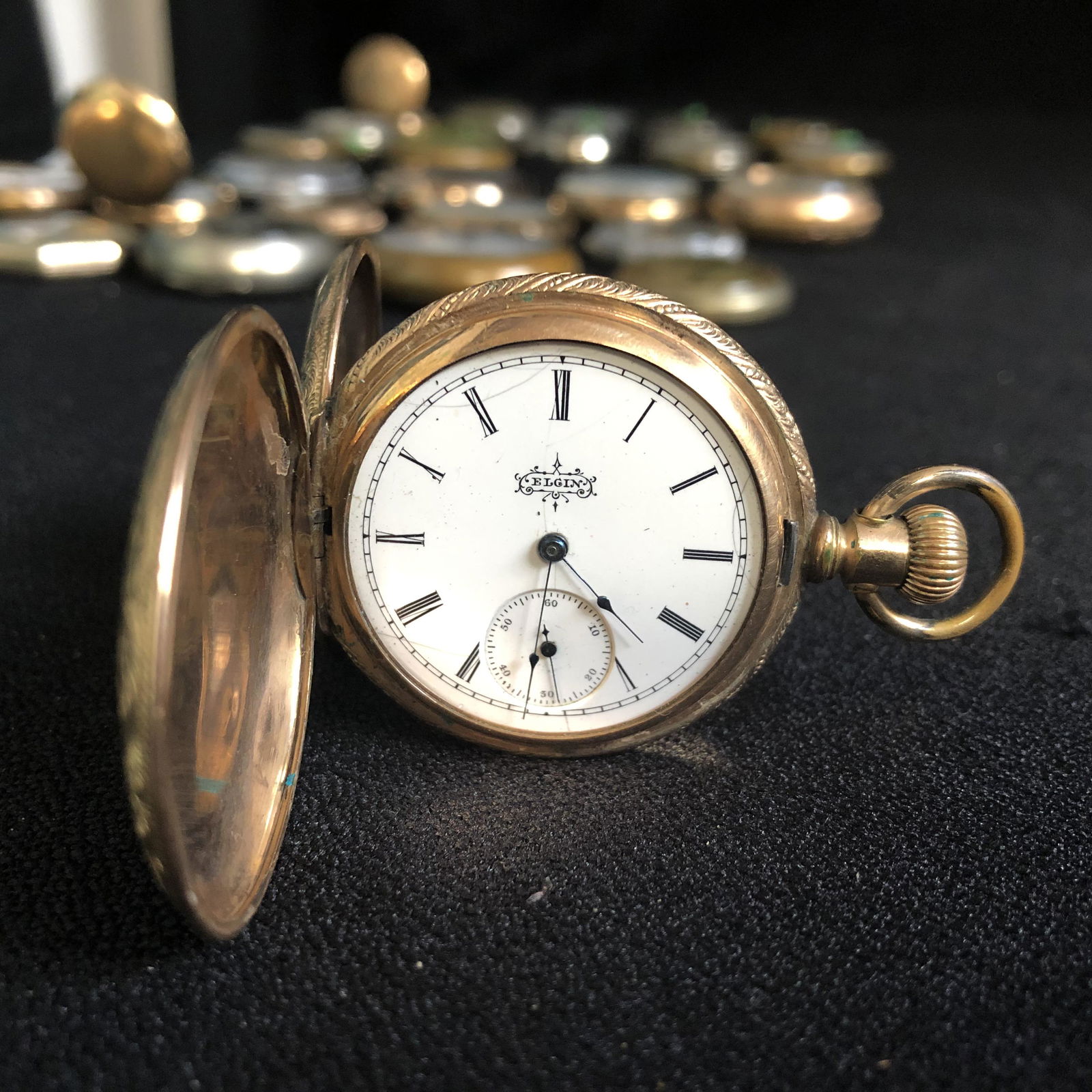 ELGIN TRIPLE DOOR SIDE WINDER HUNTER POCKET WATCH (1 of 5)