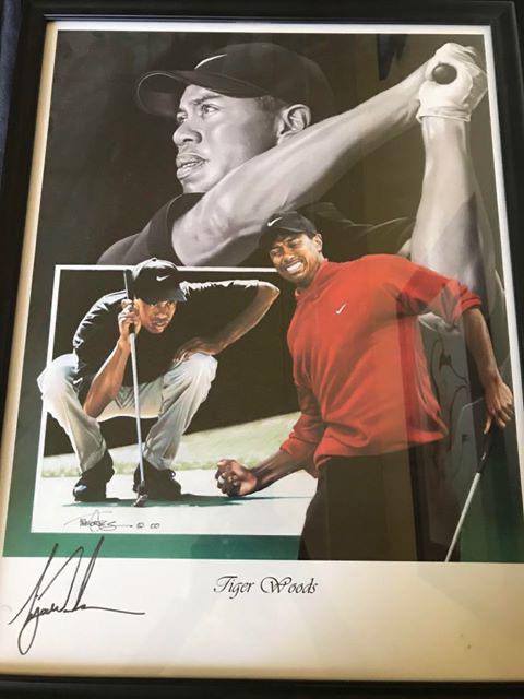 TIGER WOODS SIGNED "VARIOUS SHOTS" 18X24 LITHOGRAPH: TIGER WOODS SIGNED "VARIOUS SHOTS" 18X24 LITHOGRAPH (JSA LOA)