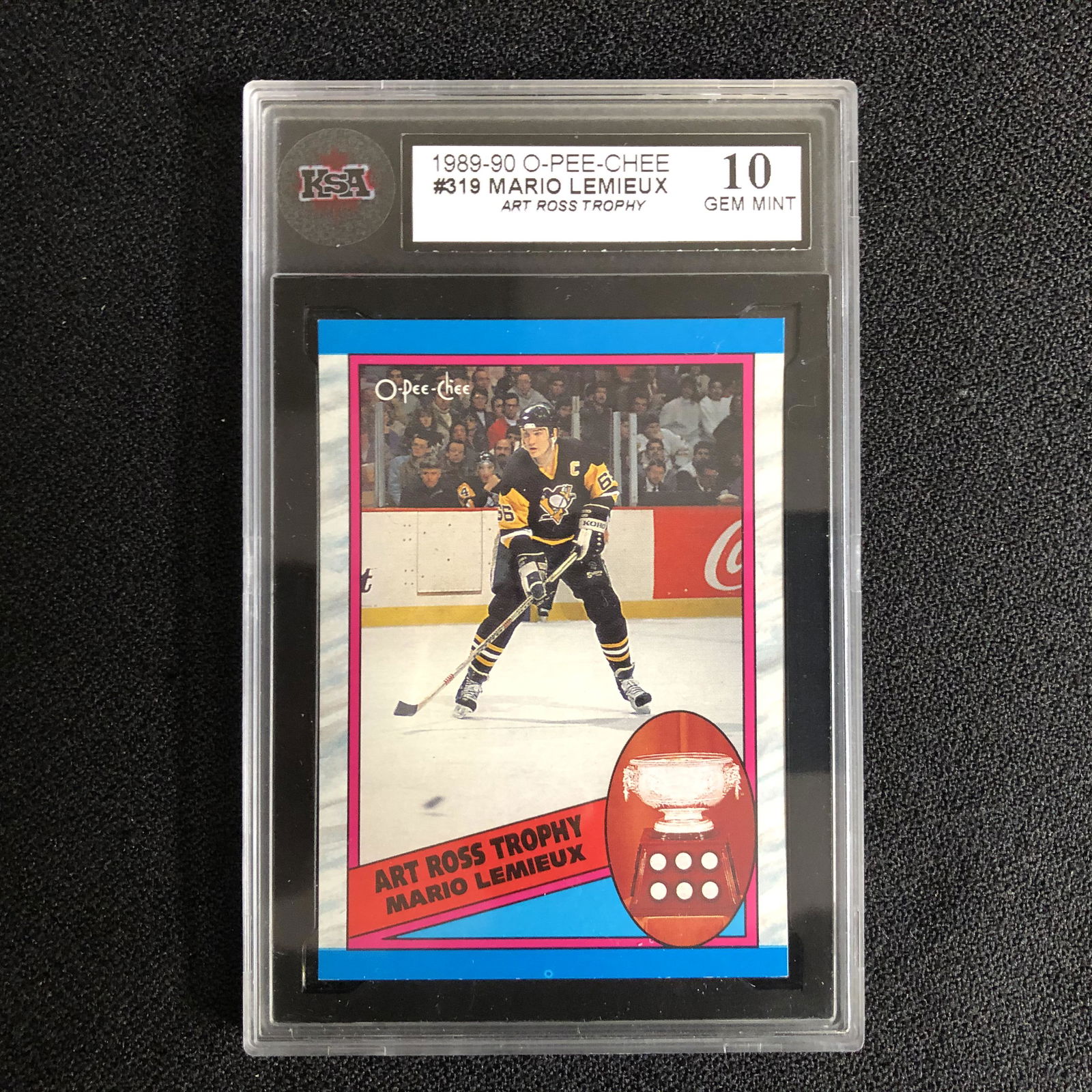 1989-90 O-PEE-CHEE #319 MARIO LEMIEUX ART ROSS TROPHY (: 1989-90 O-PEE-CHEE #319 MARIO LEMIEUX ART ROSS TROPHY (10 GEM MINT)