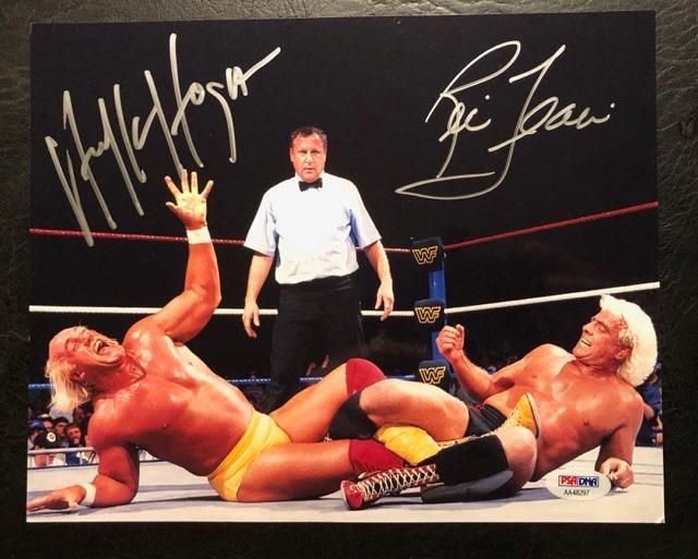 HULK HOGAN & RICK FLAIR DUAL SIGNED 8 X 10 WRESTLING: HULK HOGAN & RICK FLAIR DUAL SIGNED 8 X 10 WRESTLING PHOTO (PSA/DNA COA)