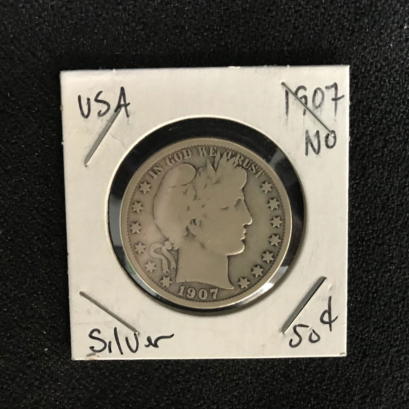 1907 USA BARBER HALF DOLLAR (NEW ORLEANS MINTED) (1 of 1)